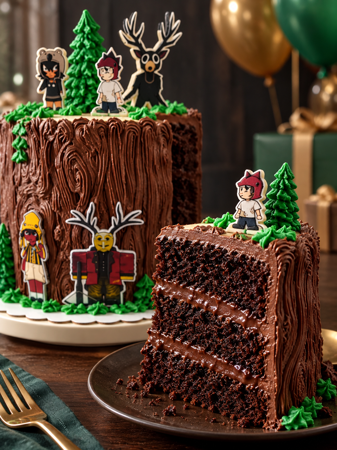 Acercamiento editorial de un pastel de chocolate